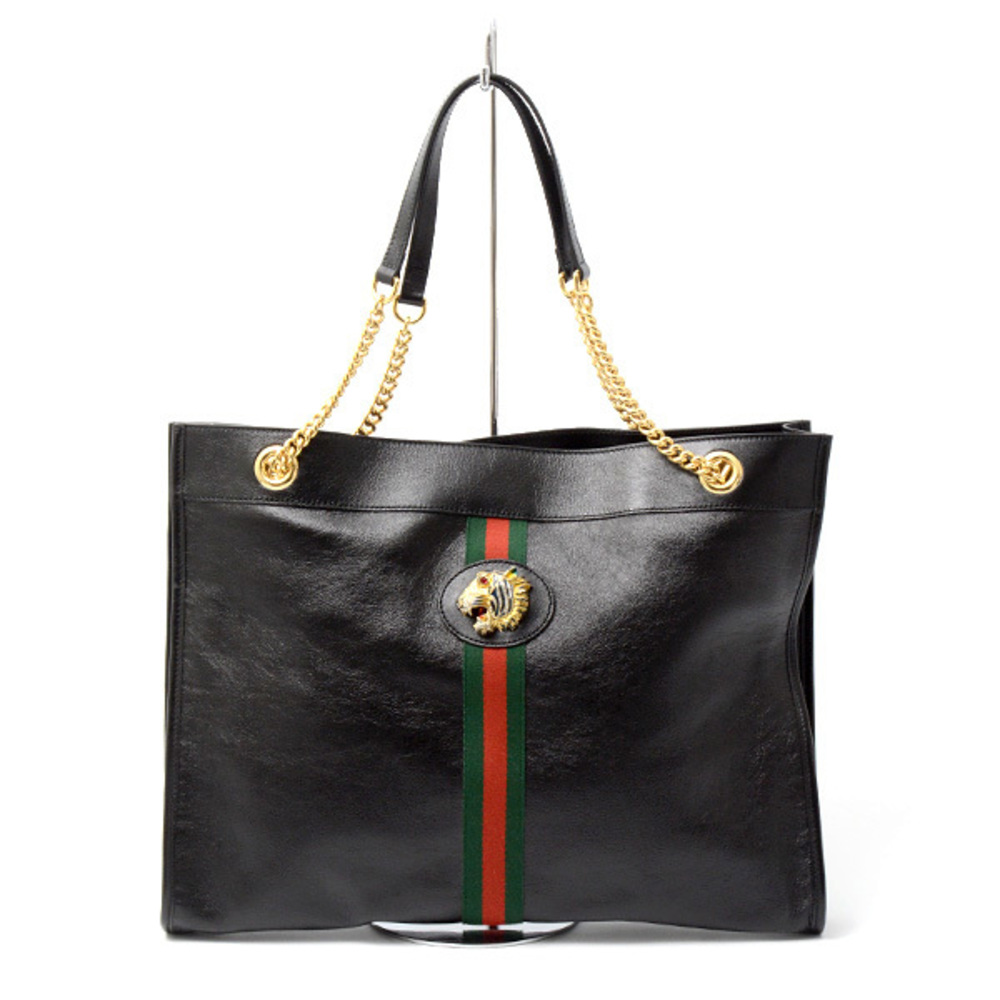 Gucci Bags for Sherry Line Raja Large Tote Bag Tiger Head Leather Black